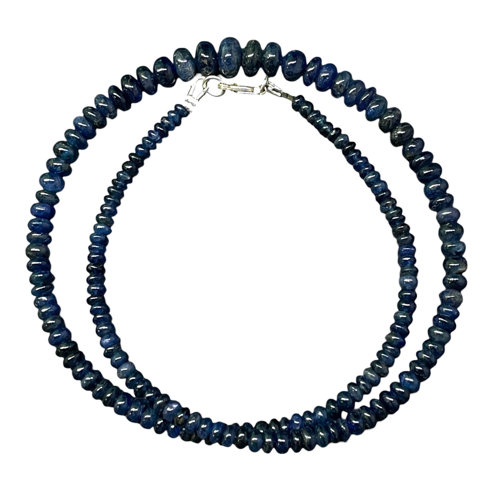 17″ Natural Barma Blue Sapphire Necklace 3.5-8mm Unheated Strand Cabochon Beads