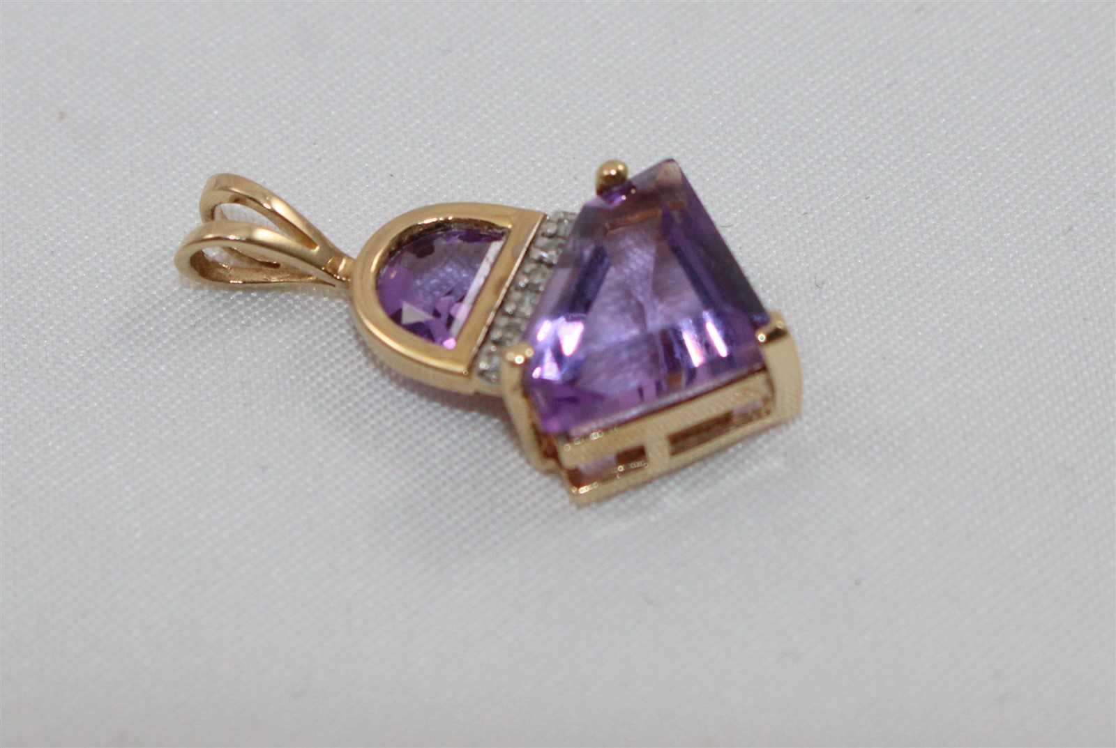 14K Yellow Gold ZRW Amethyst & Diamond Pendant