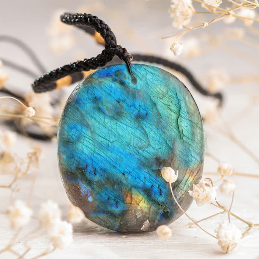 Labradorite Crystal Pendant Necklace for Healing Strength Gift for Him/Her