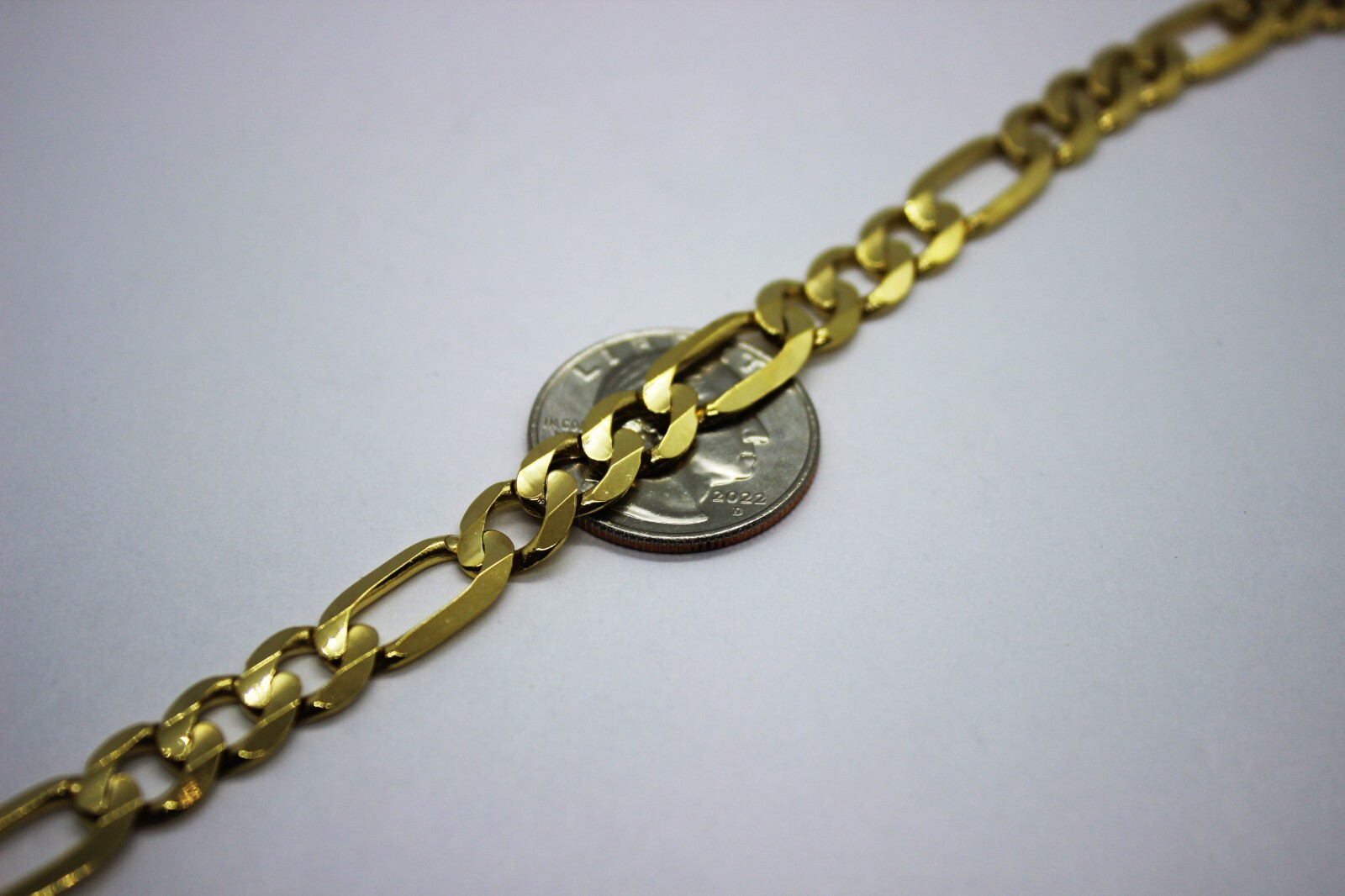 10k Solid Yellow Gold Figaro Chain Necklace Bracelet 2.2mm – 10.2mm 7″ – 30″