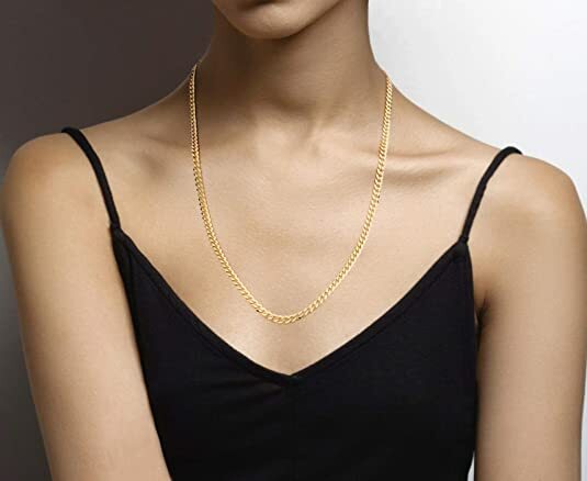 5.5MM Solid 925 Sterling Silver Italian Gold Curb Cuban Chain Necklace 18″- 24″