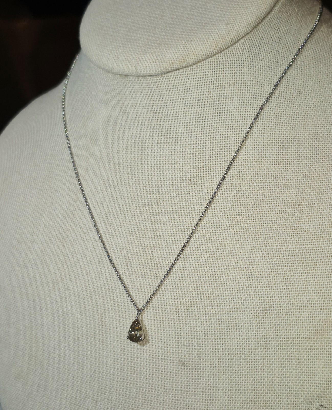STUNNING! PLATINUM 900 NATURAL EARTH MINED 1ct GOLDEN DIAMOND SOLITAIRE NECKLACE