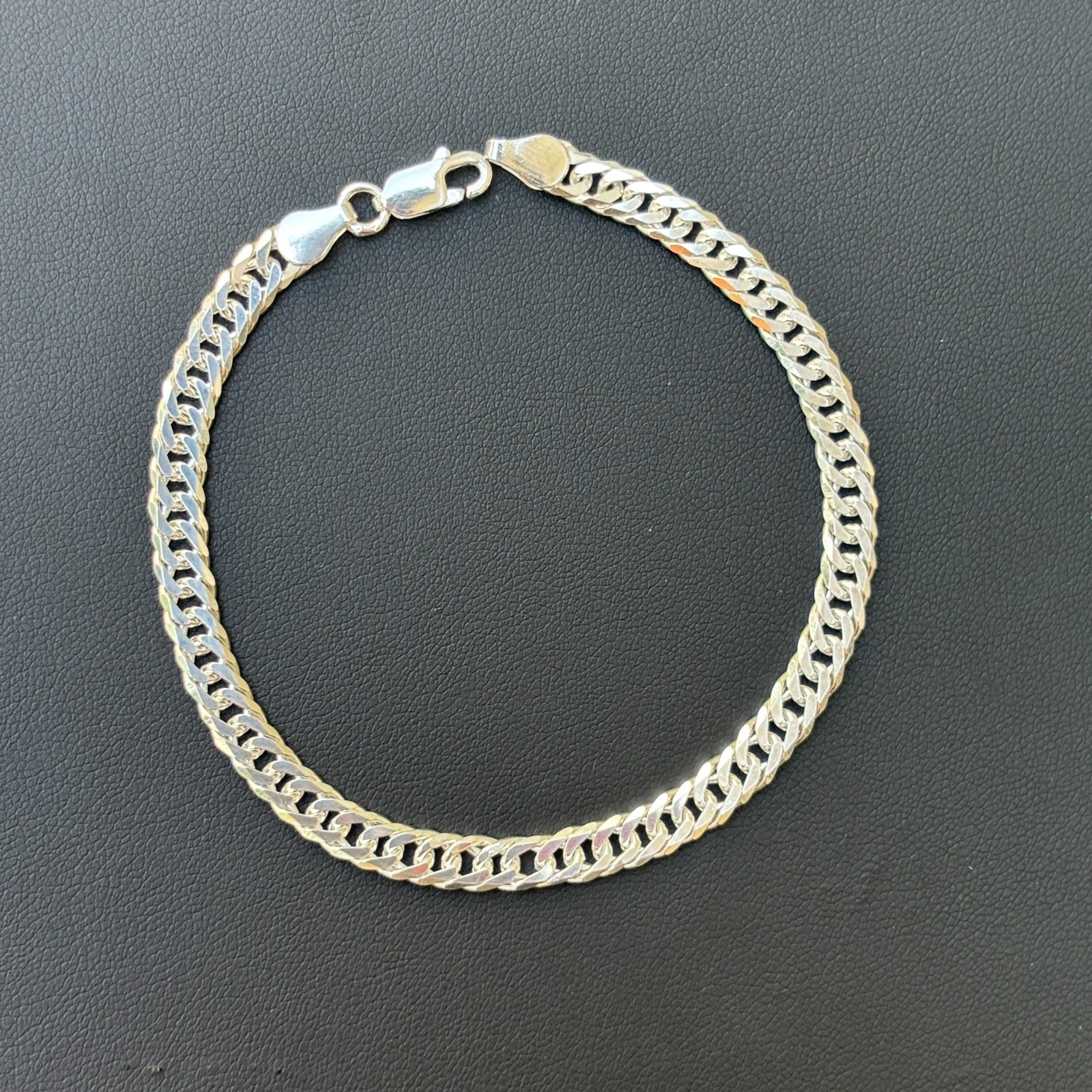 6mm Double Curb Link Bracelet – Real Solid 925 Sterling Silver MADE IN ITALY