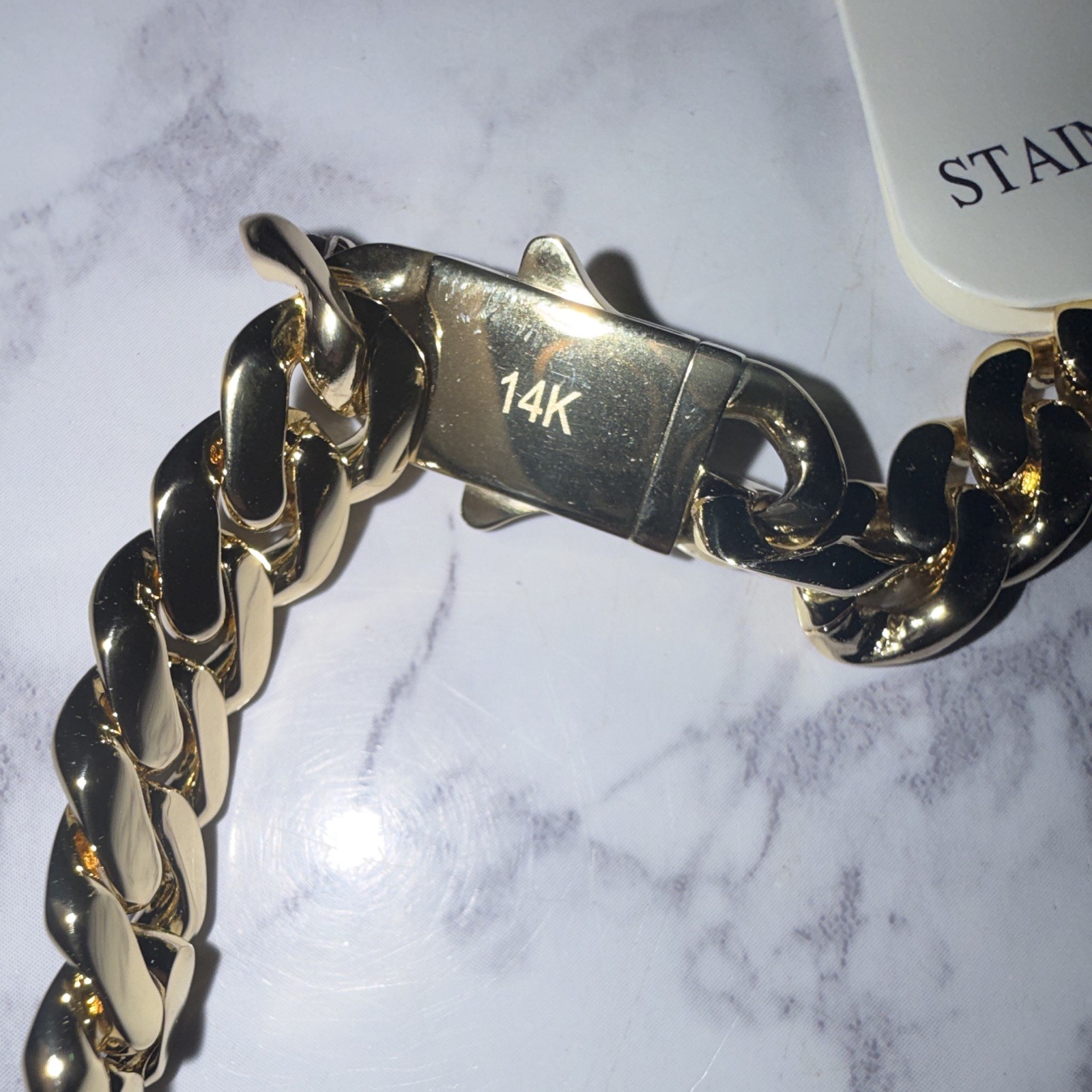 Super nice! 14K Gold Stainless Steel Curb Link Chain 24 inches long 10 mm thick