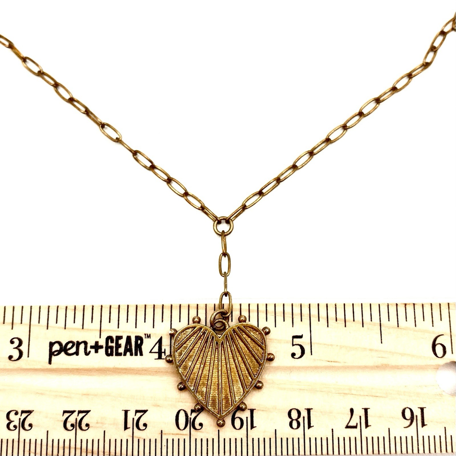 Sterling Silver 925 Spiked Fluted Heart Lariat Pendant Necklace Bronze Tone Goth