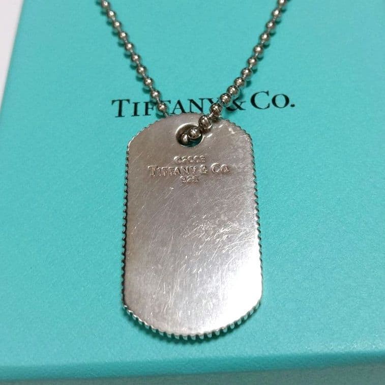 Tiffany & Co. Dog Tag Necklace 925 Silver Unisex Pre-Owned Authentic