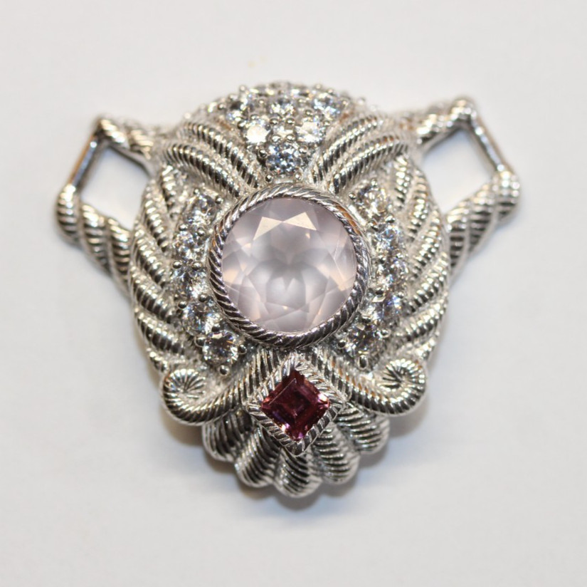 ❤ Judith Ripka Sterling Silver Rose Quartz Rope Enhancer ❤ # 0083