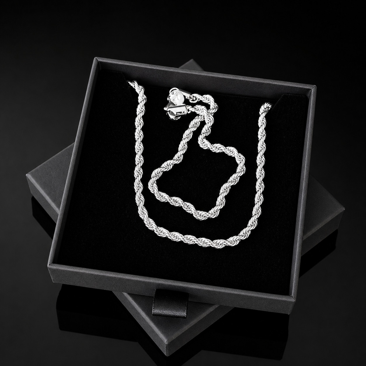 925 Sterling Silver Rope Twist 40cm Necklace & 20cm Bracelet Set Gift Boxed