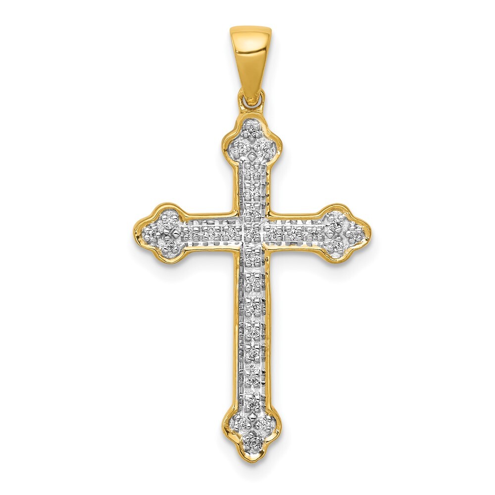 14K Yellow Gold Lab Grown Diamond Cross Pendant (Clarity-VS/SI, Color G-H)