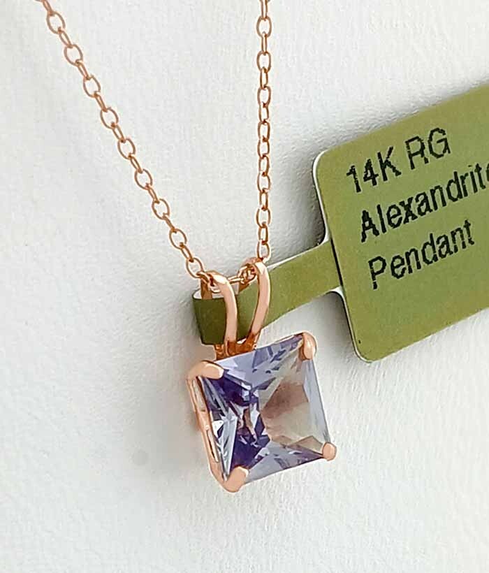 LAB CREATED 1.05 Cts ALEXANDRITE PENDANT 14K ROSE GOLD – New With Tag