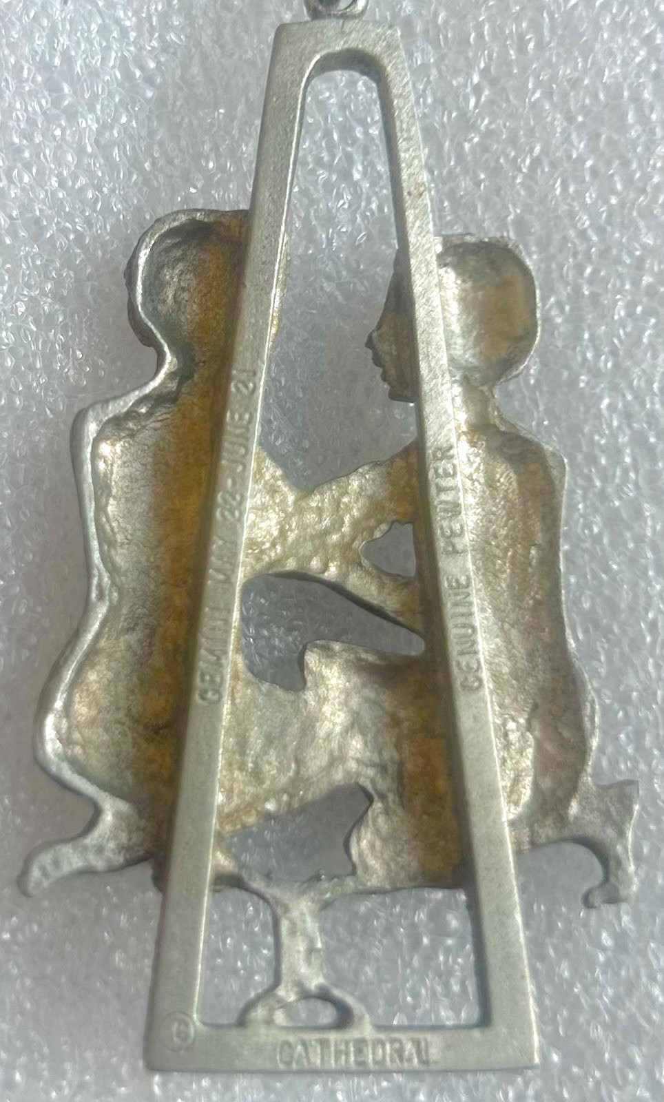 Vintage Gemini Zodiac Pewter Pendant Necklace Twins May June Astroligy Pendant