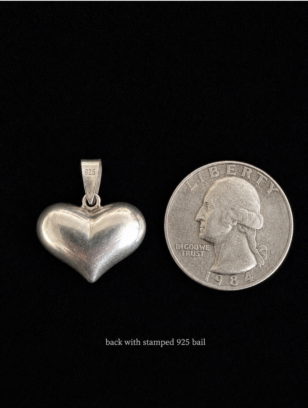 Sterling Silver Puffed Heart For Necklace