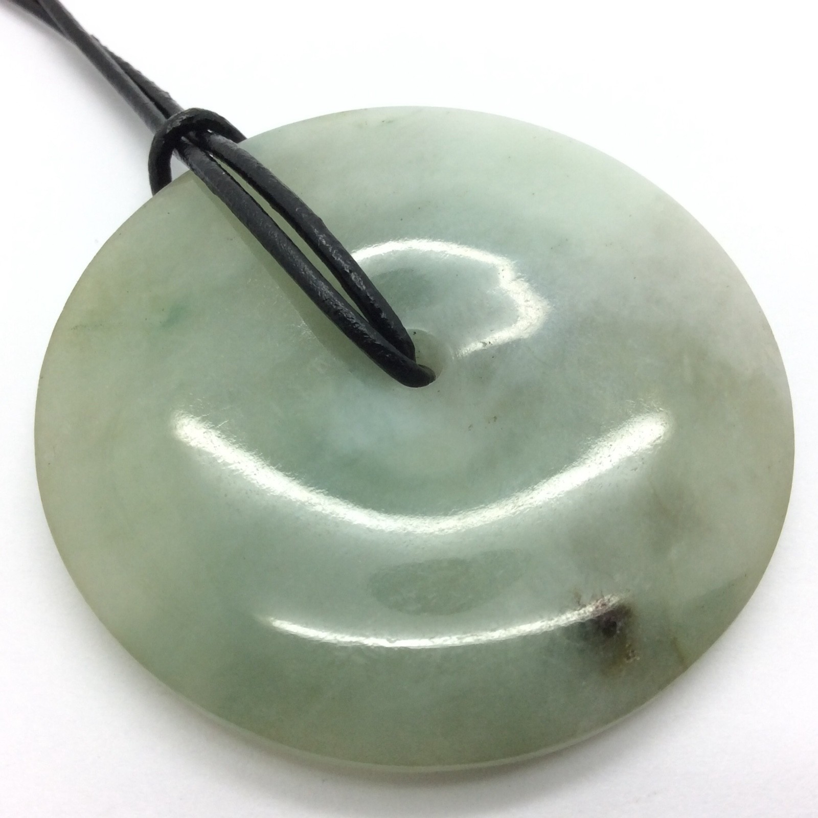 Burma Jade Pendant Large Bi Disk Green Jadeite Jade Stone Necklace Myanmar #18