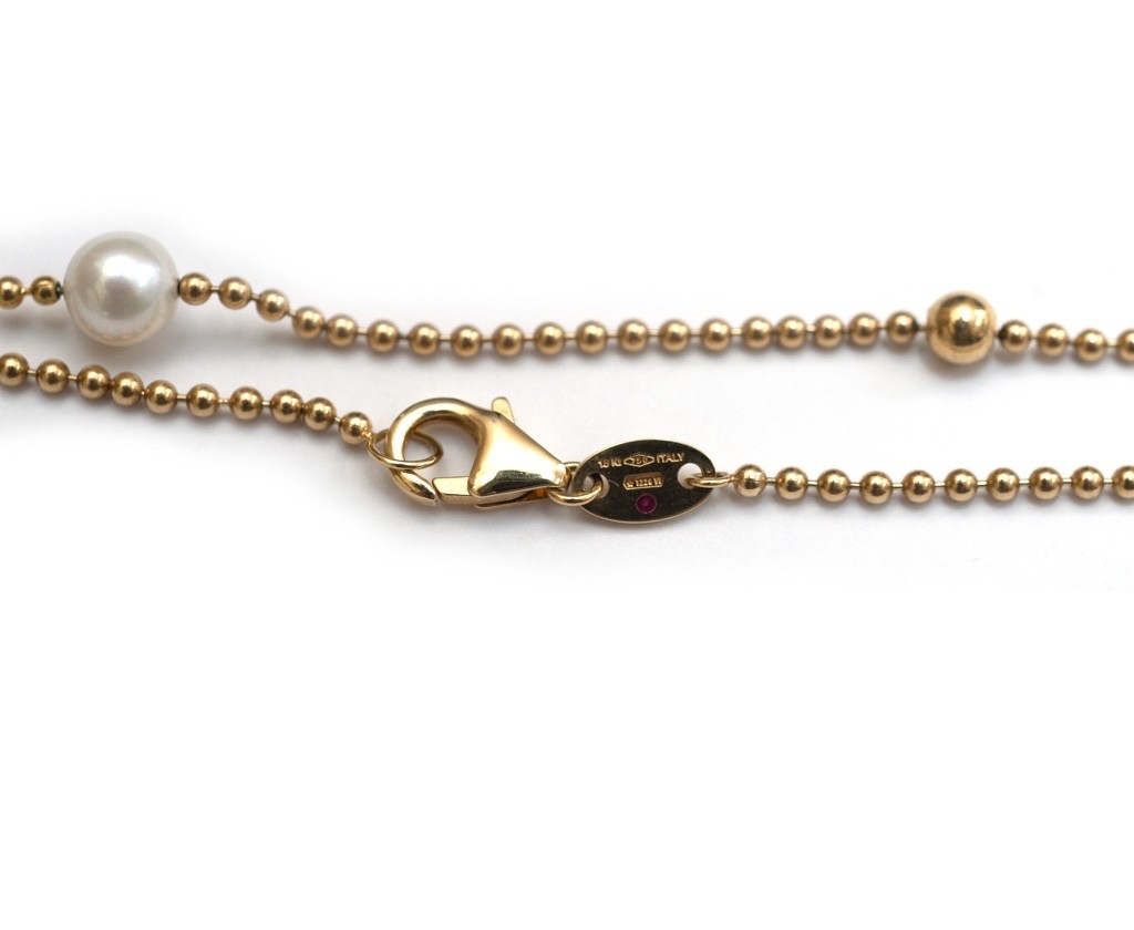 Roberto Coin 18K Yellow Gold Chain 18″ Necklace Pearl Stations NEW Authentic