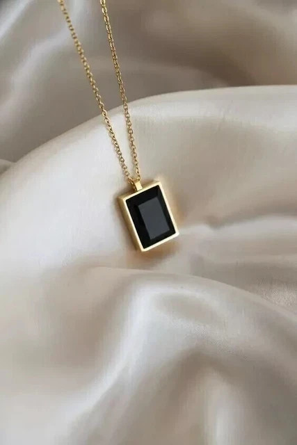 2Ct Emerald Cut Black Diamond Women’s Lab Created Pendant 14K Yellow Gold Plated
