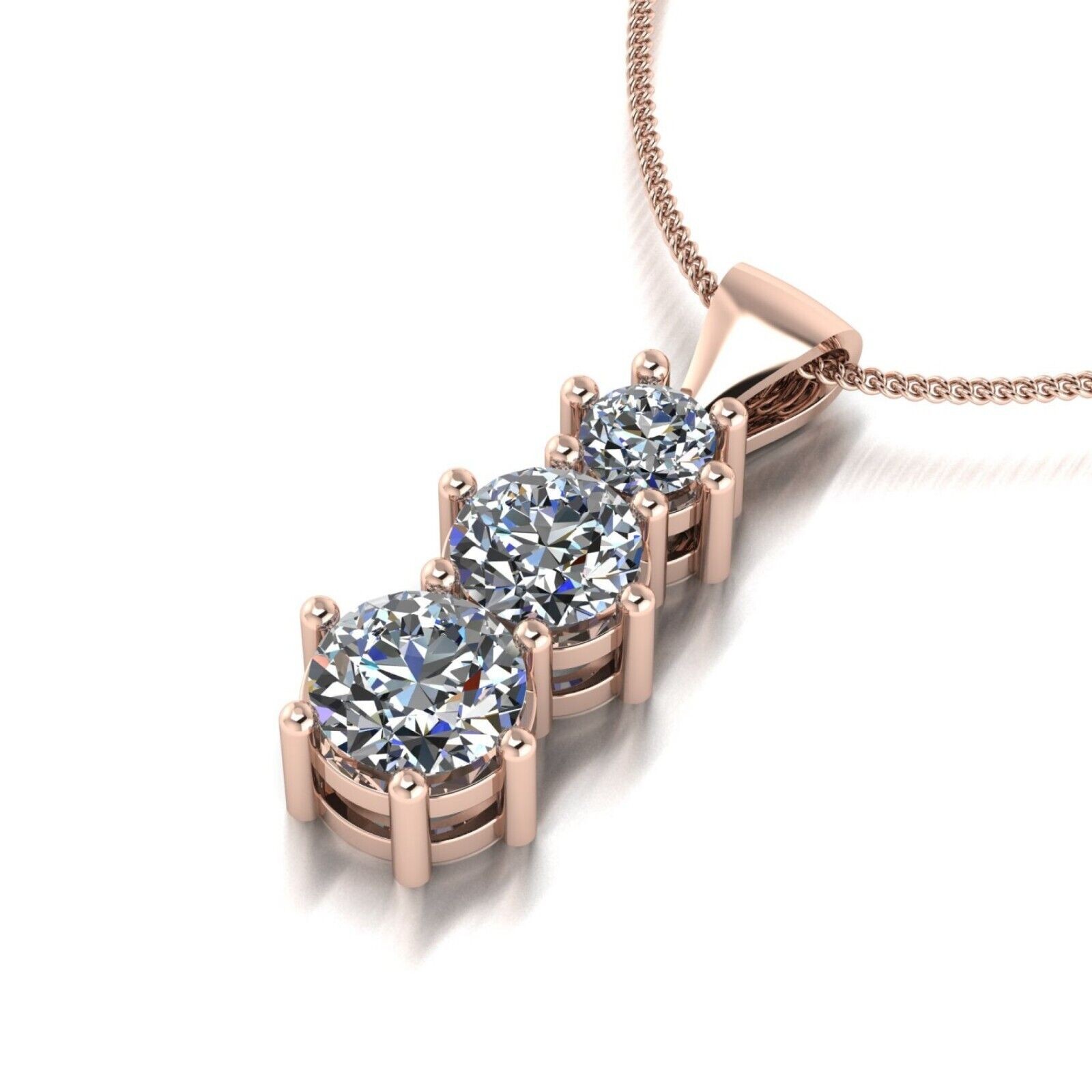 Gold Womens Pendant GLI HRD Round 1 Carat Lab Created Diamond 18k Rose Necklaces