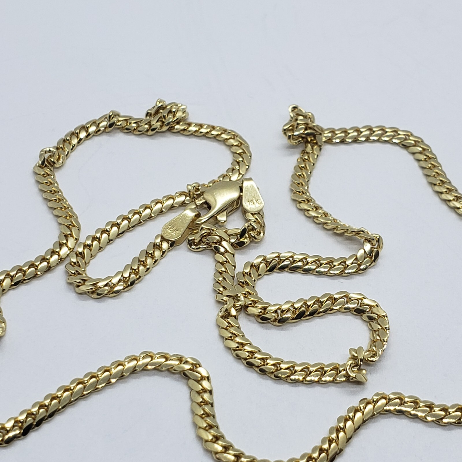 18K Solid Yellow Gold Miami Cuban Link Chain Necklace Men 2.5mm-4mm Size 18″~24″