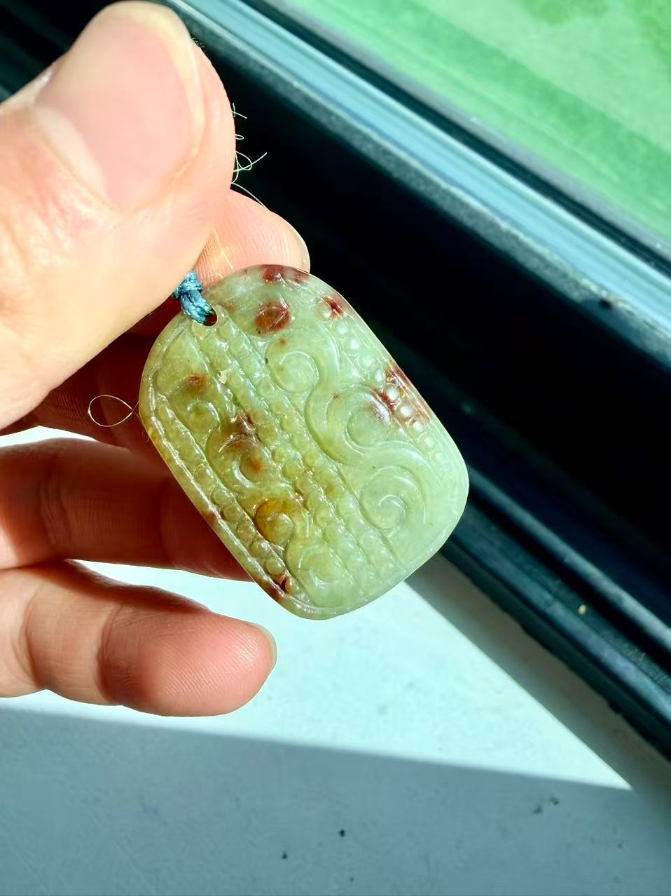 Jadeite burma pendant bright red flower sagin type A burmese jade translucen 牛血红