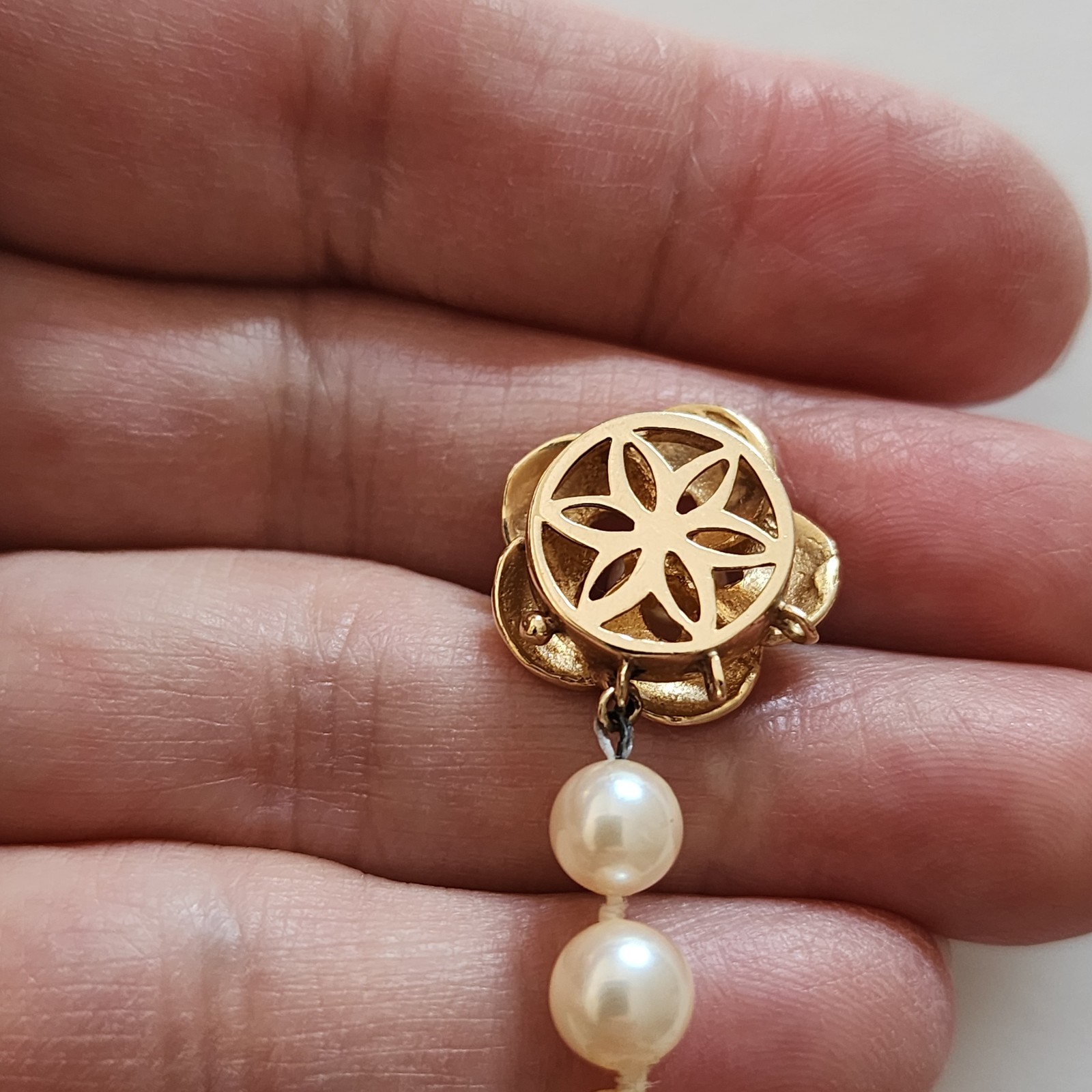 Cream Colored Pearl Necklace – Single Strand With 14k Clasp, With AGA Appraisal
