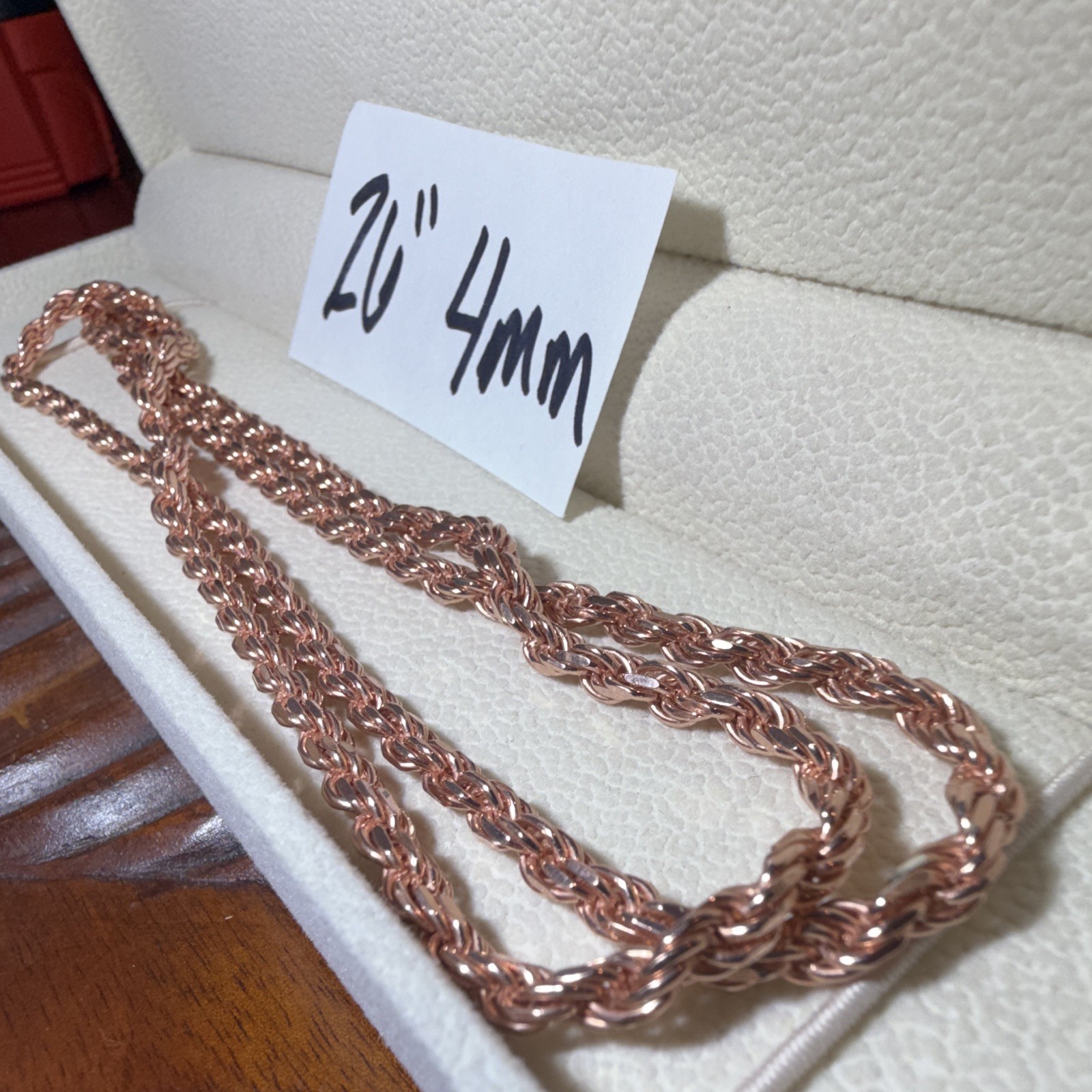 4mm 26” Diamond Cut Rope Chain SOLID 925 Sterling Silver (32g) Rose Gold Over