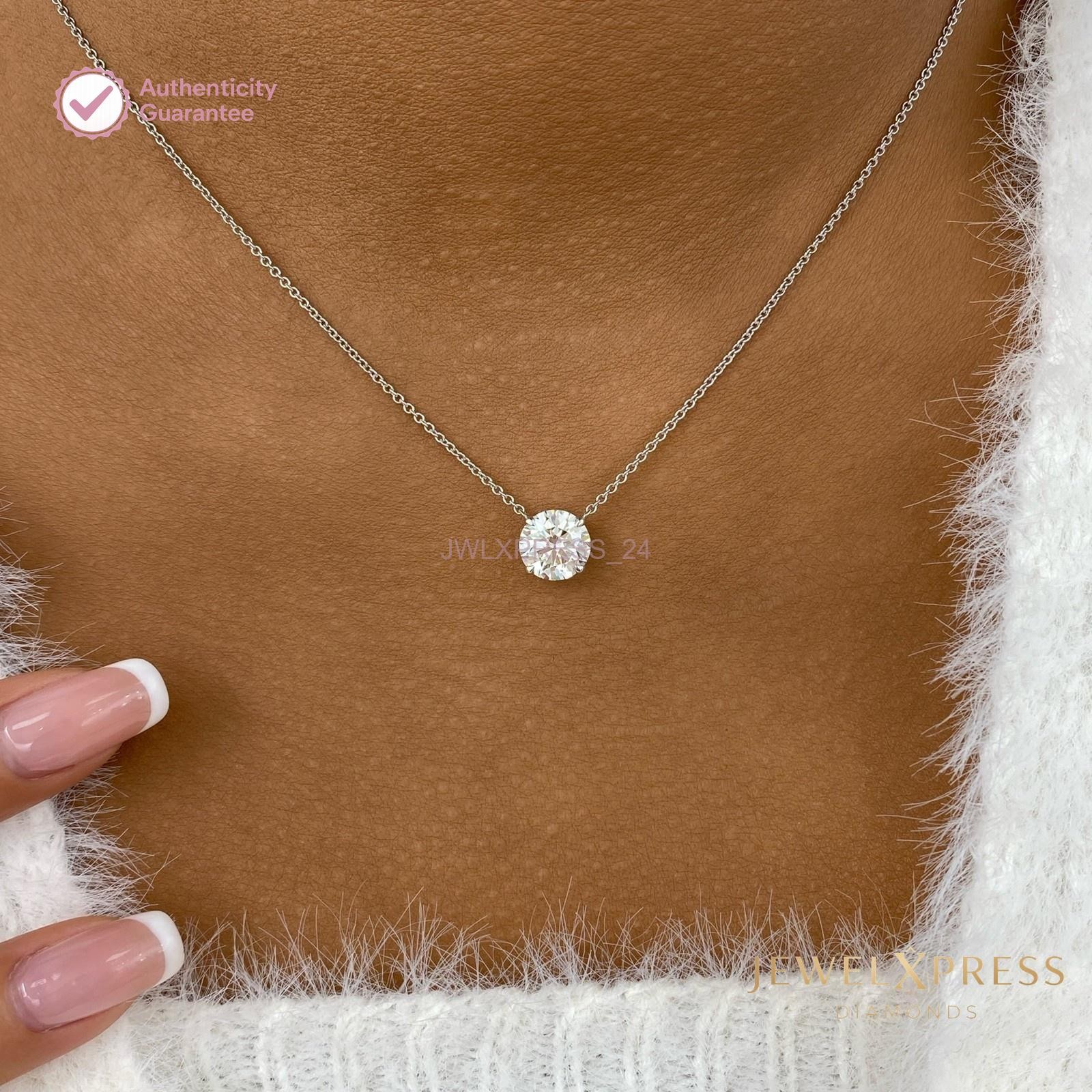 1.50TCW Pendant Solitaire Necklace White Gold 14K Natural Diamond DEF/I1-I3 GDGL