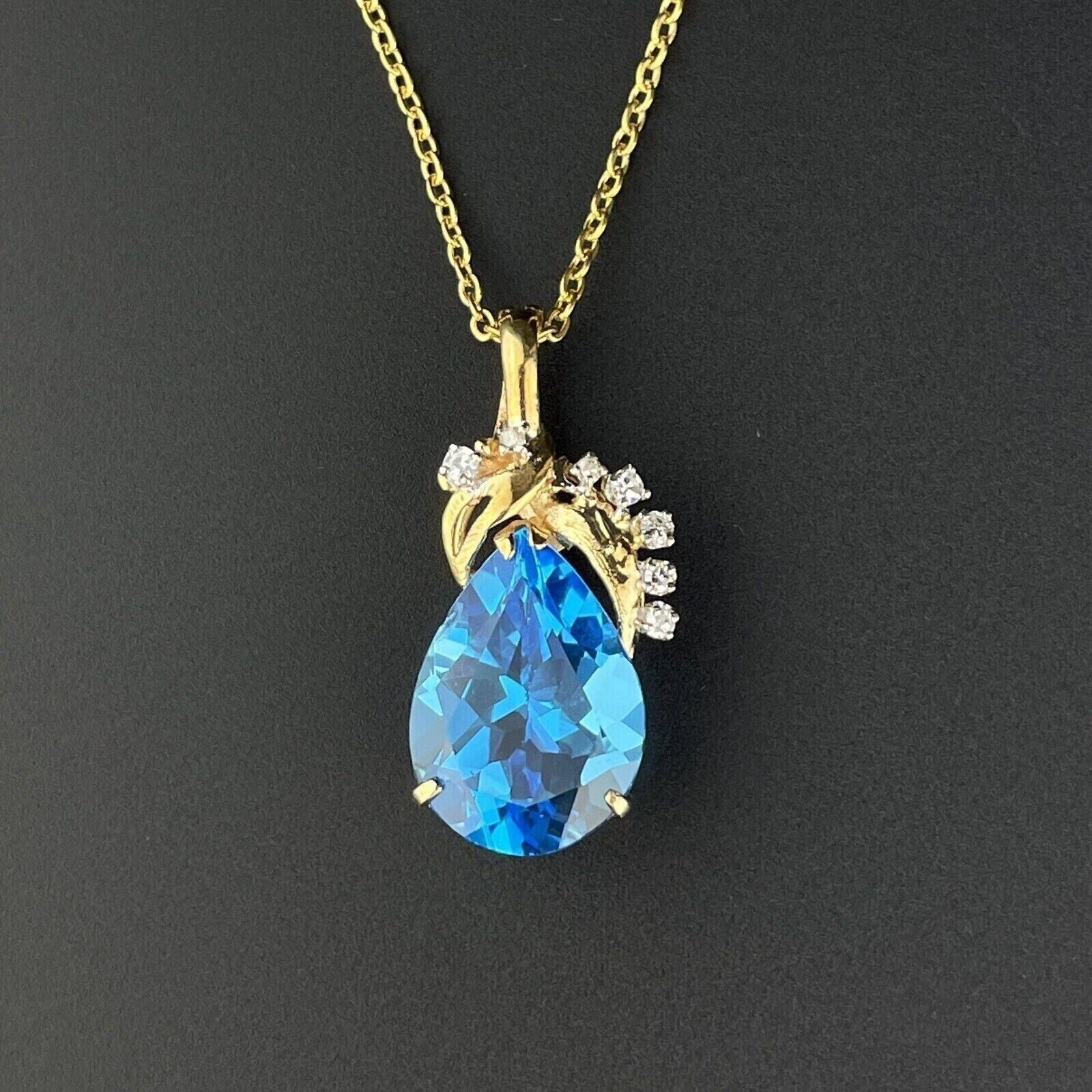 2Ct Pear Cut Simulated Blue Topaz Women’s Pendant 14K Yellow Gold Plated Silver