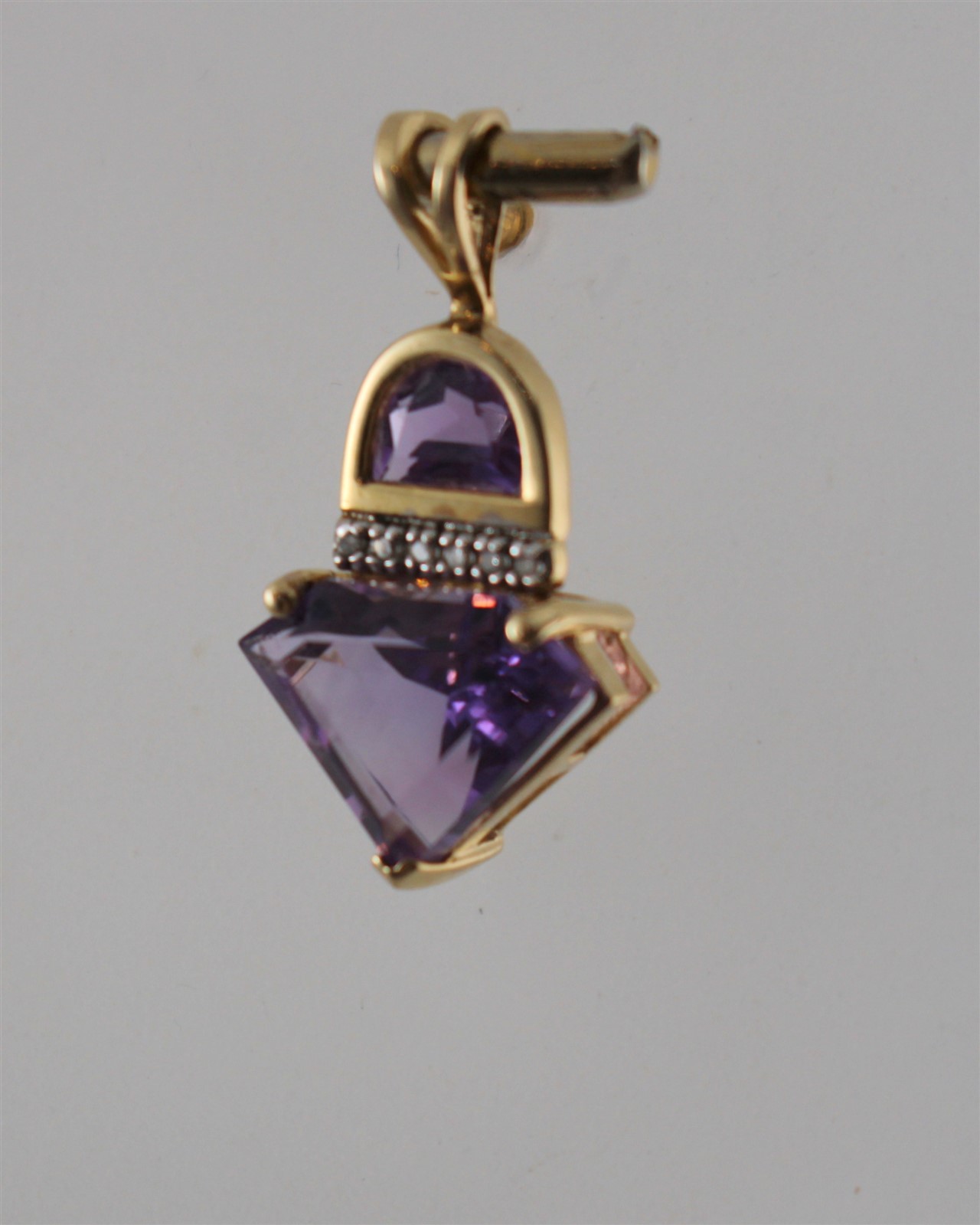 14K Yellow Gold ZRW Amethyst & Diamond Pendant