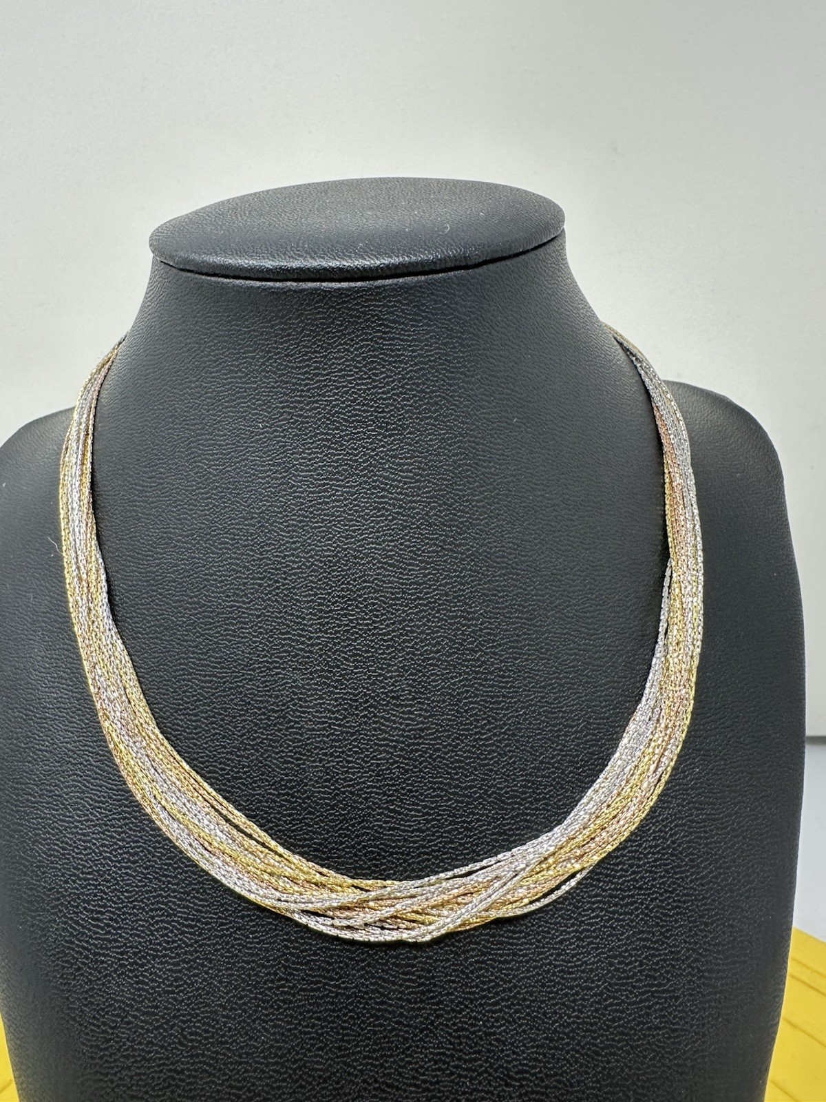 Sterling Silver Italian 20 Stranded Choker Necklace & Bracelet Set 42g 16”+ 7”+