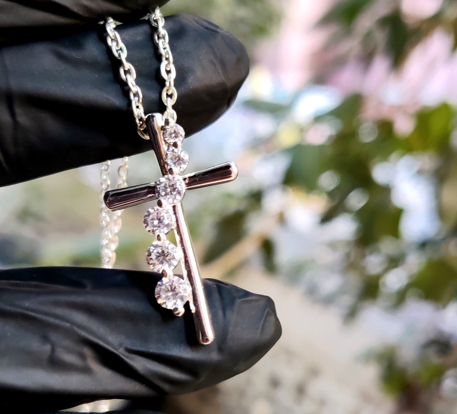 2Ct Round Natural Moissanite Jesus Cross Pendant 14K White Gold Plated Silver