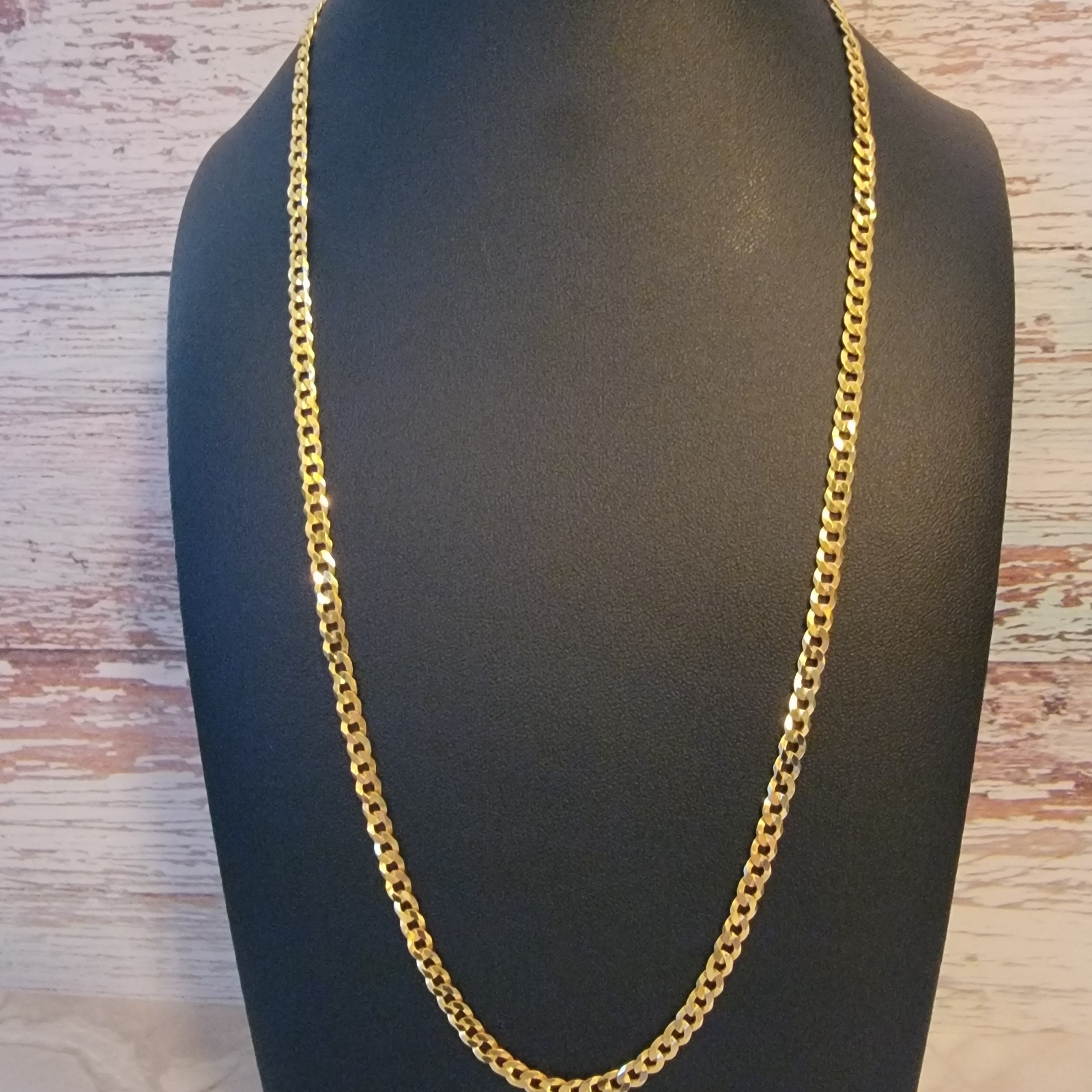 22-inch flat Cuban 14k gold over sterling silver 925 4mm