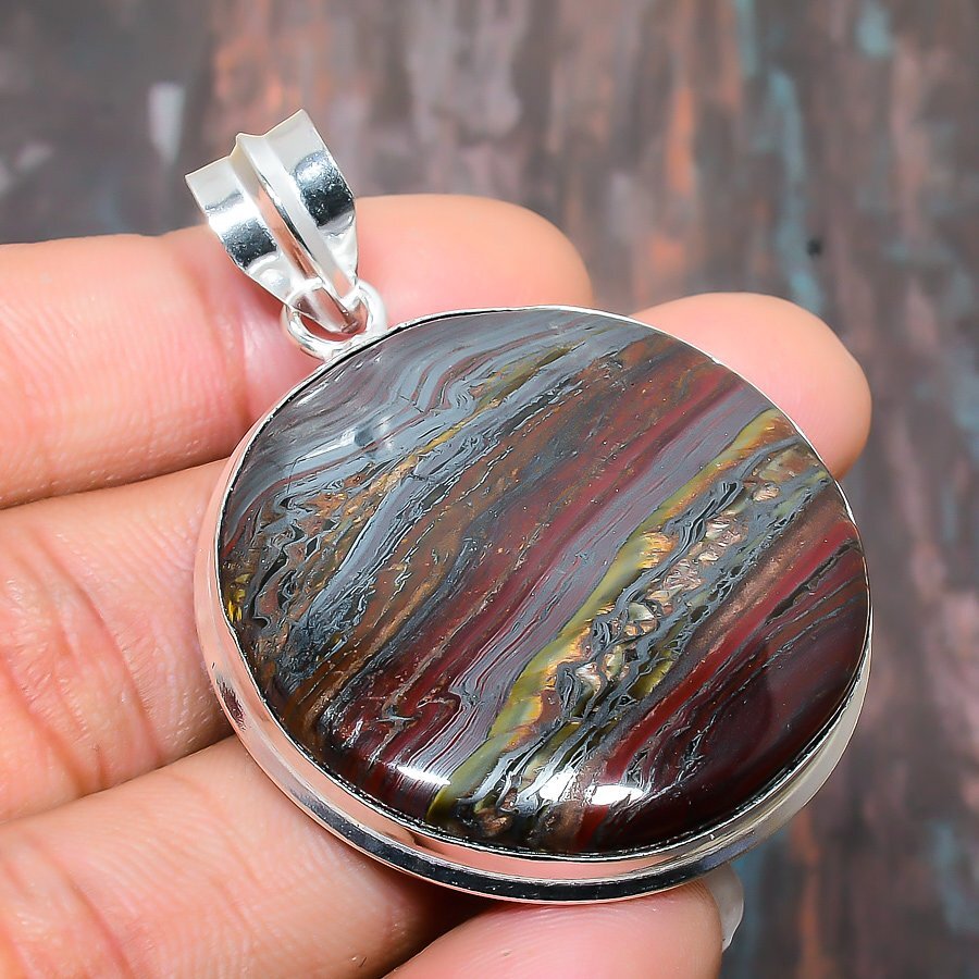Iron Tiger Eye Gemstone Handmade Jewelry Pendant 2.17″ a406
