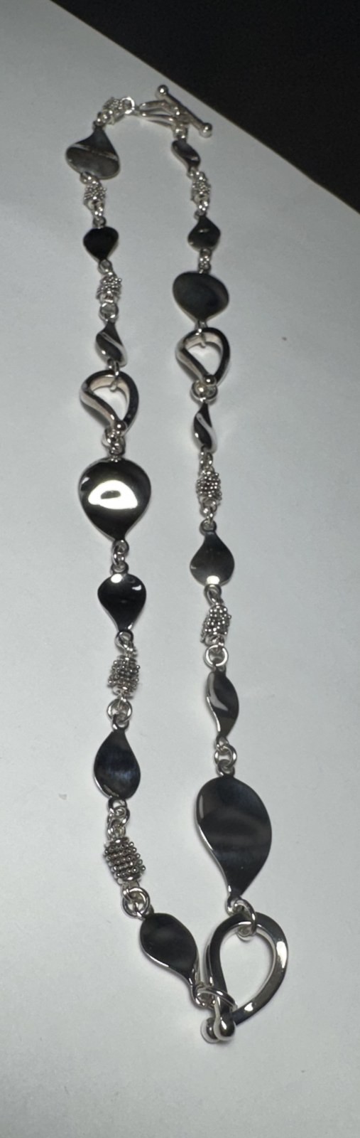 Michael Dawkins Sterling Silver Teardrop Pebble Station Necklace 925 Toggle 18″