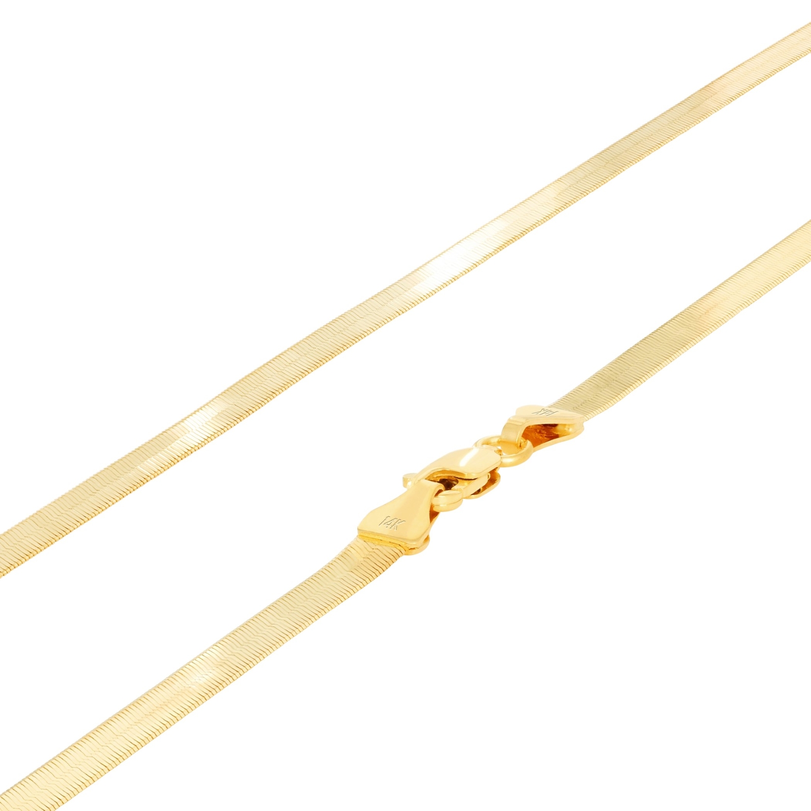 14K Yellow Gold Solid 3mm-9mm Flat Herringbone Chain Necklace Women Men 14″- 24″