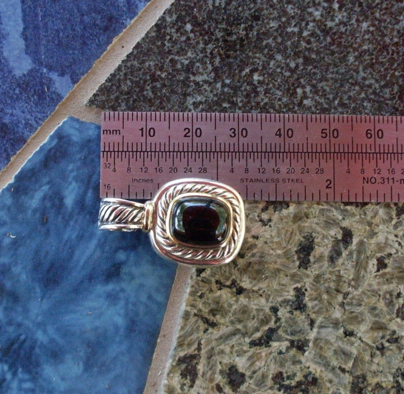 Retired David Yurman Albion Black Onyx Enhancer Pendant w/Chain – 14K/925