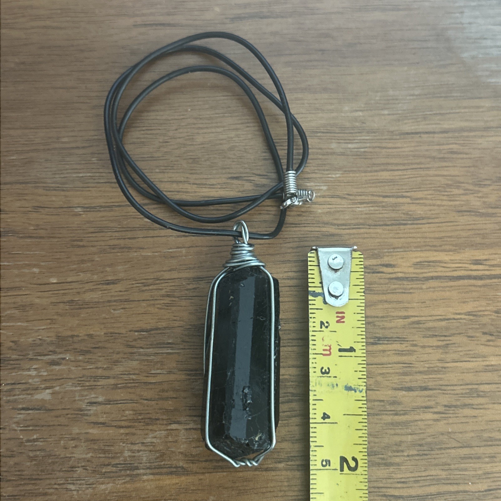 Vintage Wire Wrapped Dark Crystal Pendant Unknown Stone
