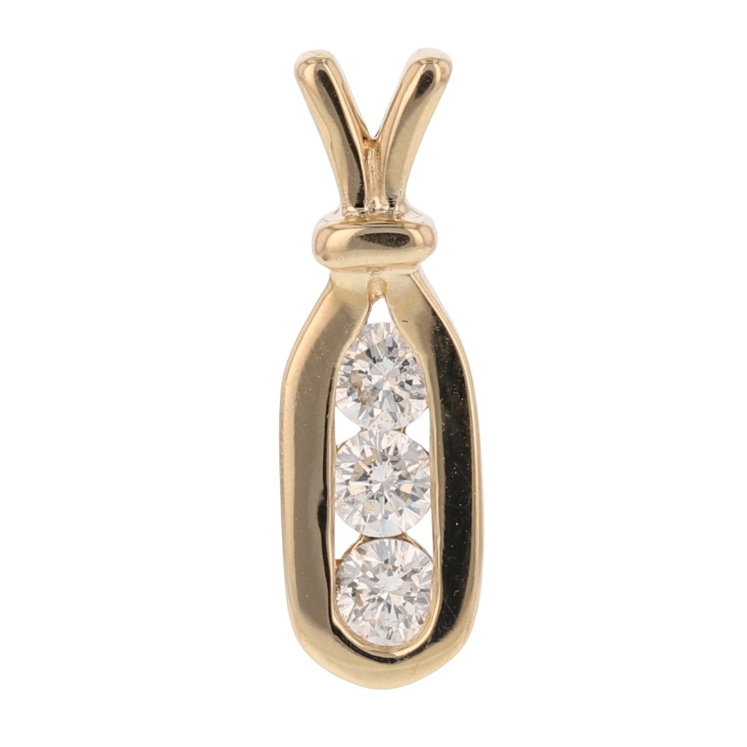 .46ctw Round Cut Diamond Three-Stone Pendant No Chain 14k Yellow Gold 2.17 Grams