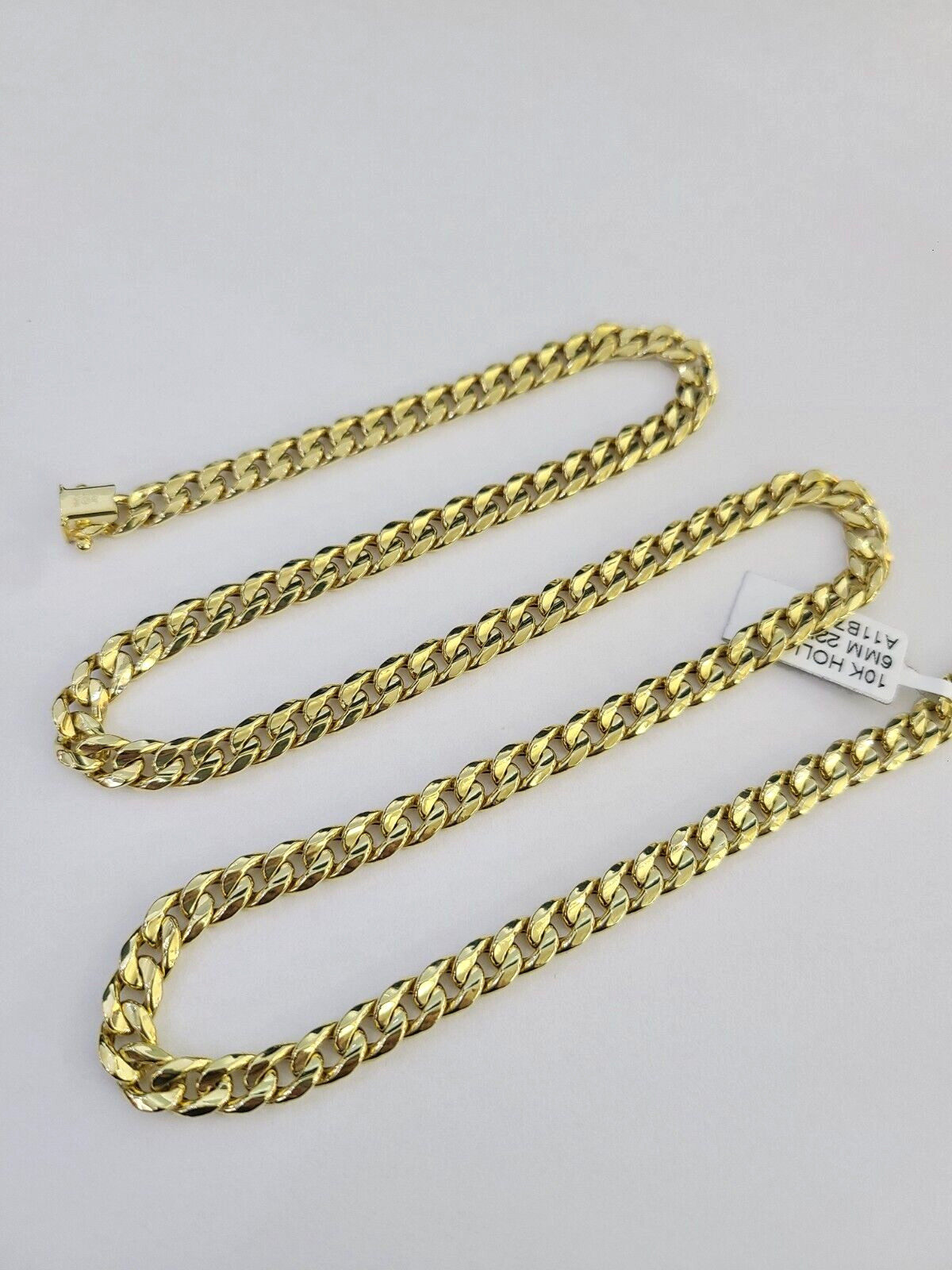 Real 10k Hollow Miami Cuban Link Chain Yellow Gold 6mm Necklace 22 Inch Genuine