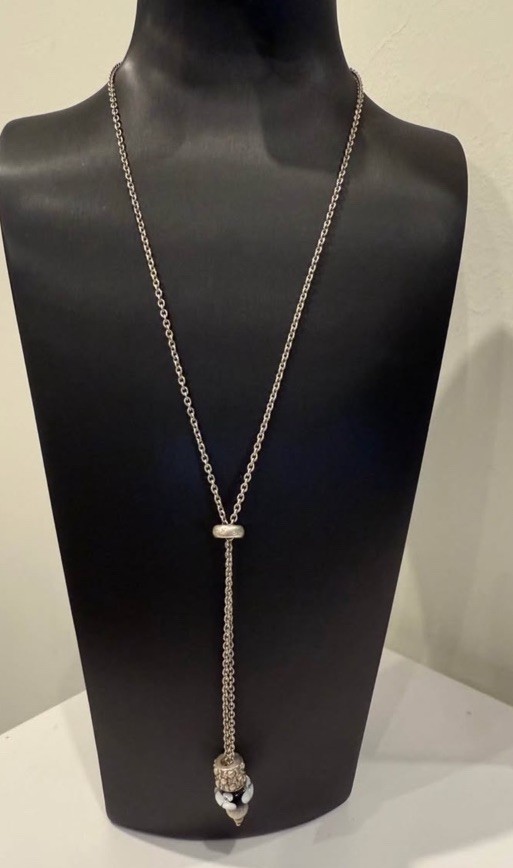 925 Sterling Silver Charm Pendant Lariat Chain Necklace 16.0g