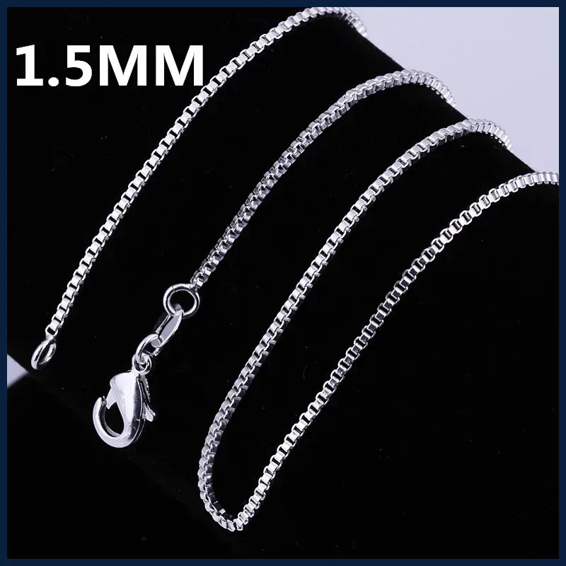 925 Sterling Silver Necklace 16/18/20/22/24 inches fine 1.5MM Box chain