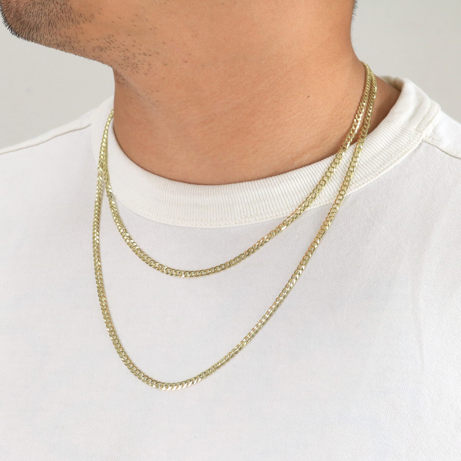 10K Solid Yellow Gold 4mm Cuban Curb Chain Link Necklace Mens Womens 16″- 30″