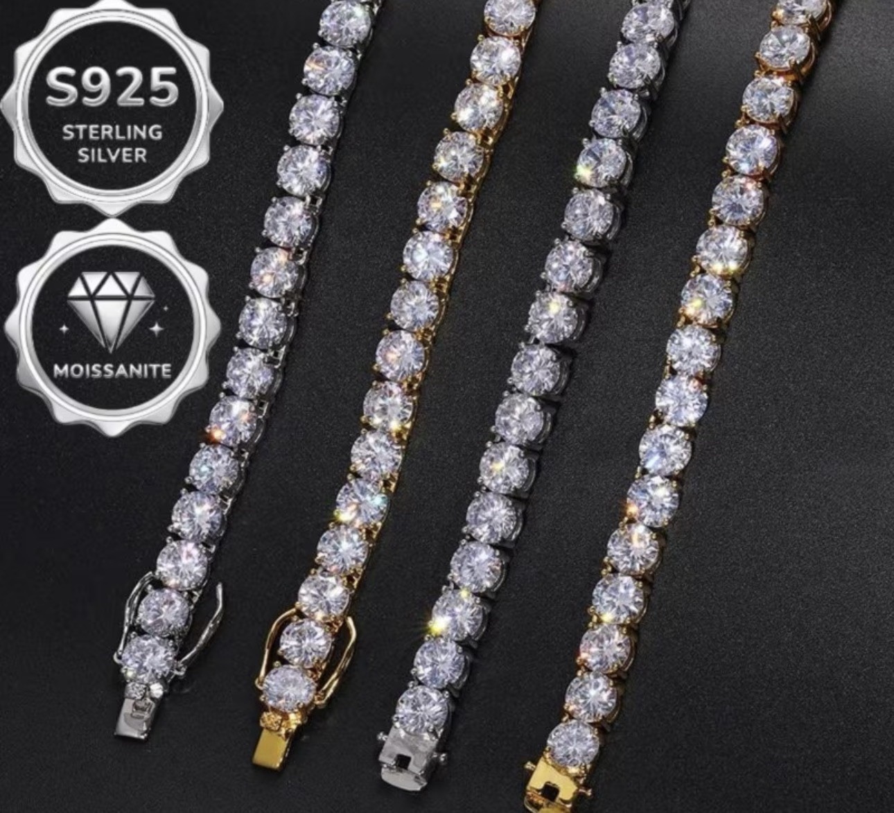 20 Inch VVS1 grade Moissanite Tennis Necklace S925 925 Silver 4mm (Pass Tester)