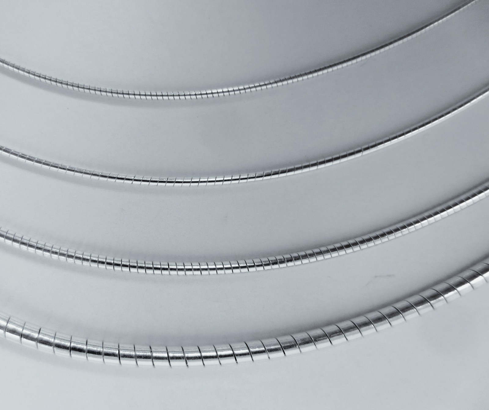 1,2,3 mm, Round Omega Sterling Silver Italian Necklace Chain, 14,16,18,20 inches