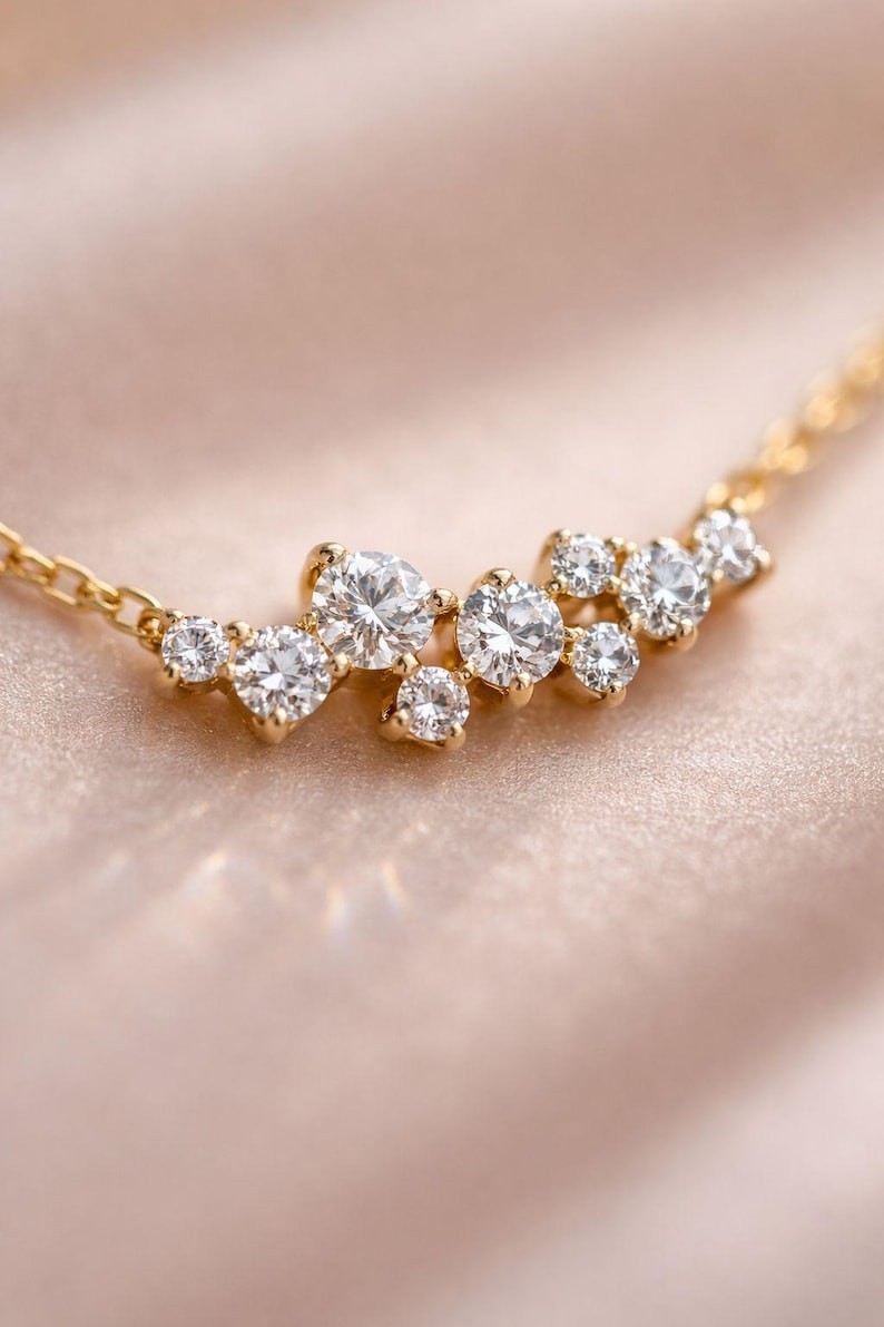 Best Seller ! Round Cut Natural Diamond Cluster Pendant In Solid 14K Yellow Gold