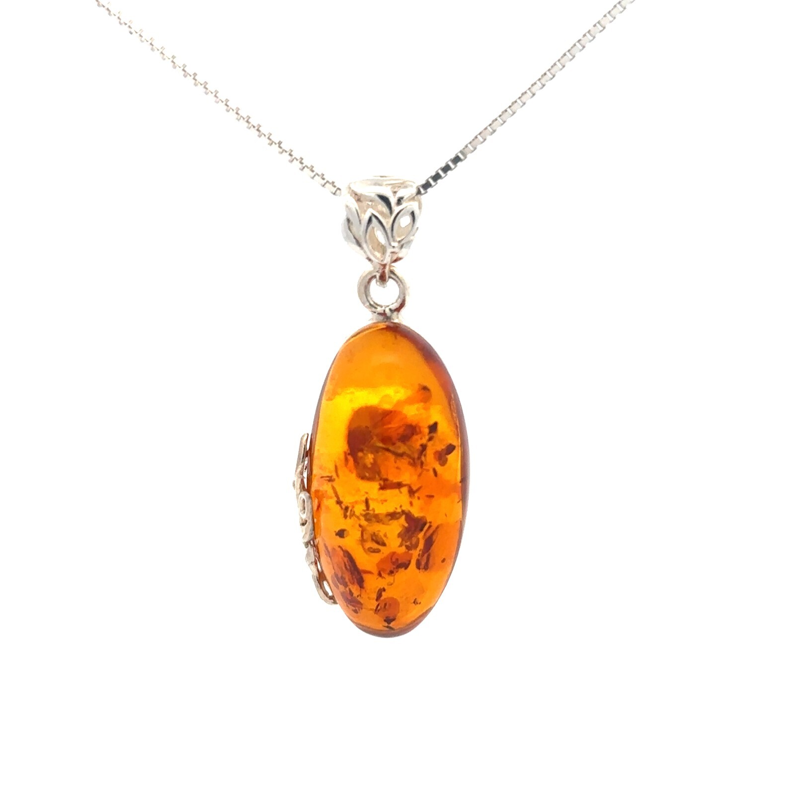 Sterling Silver Baltic Amber Pendant (1/2 x 1 1/2 Inch)