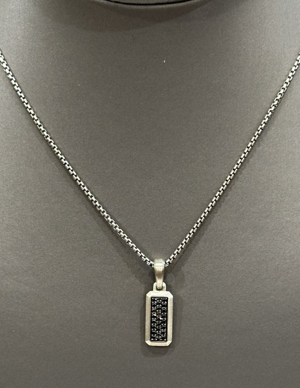 DAVID YURMAN MINI STREAMLINE AMULET 925/585 WITH BLACK PAVE DIAMONDS NECKLACE