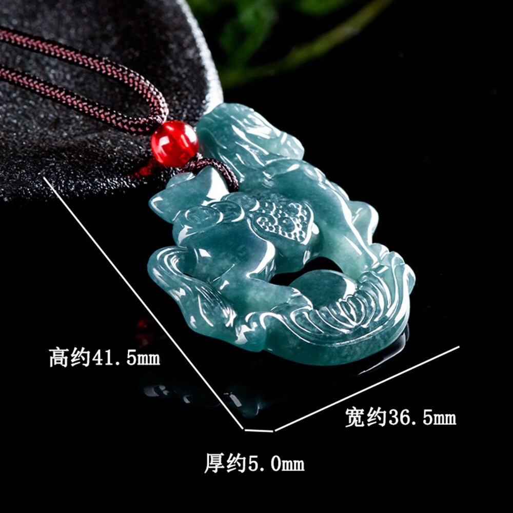 Certified Grade A Natural Green Jade jadeite Zodiac Horse Lucky Pendant Necklace