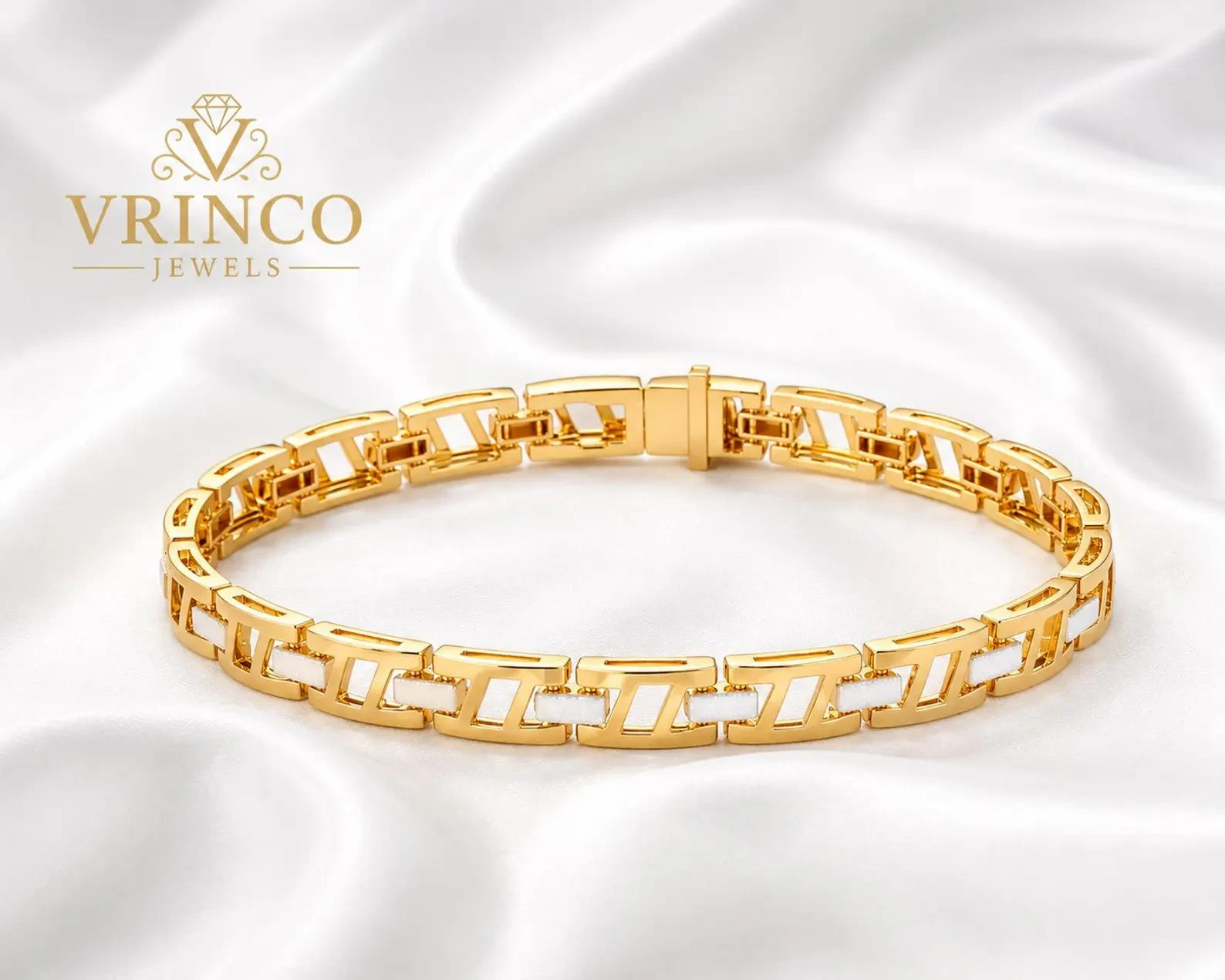 Rugged Mens 18KT Solid Gold Bracelet Luxury Designer Jewelry Gift For Him