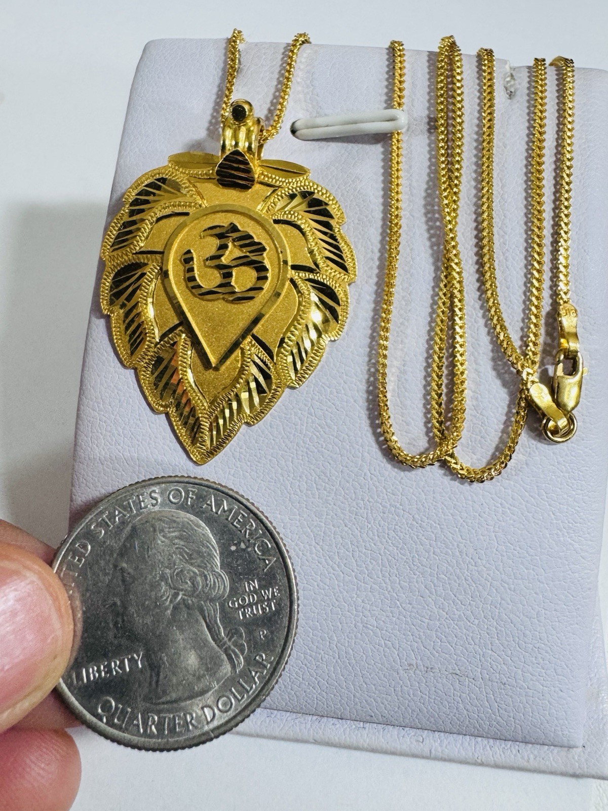 22K 916 22C Real Genuine Gold 20” inch Heart Sikh Necklace 11.1g 1.5mm
