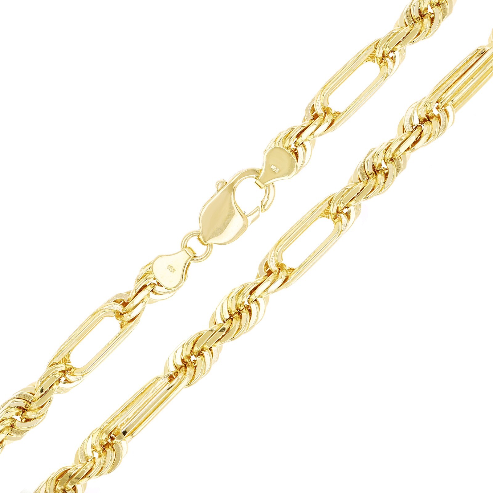 14k Yellow Gold Solid Milano Figaro Rope Chain Necklace 30″ 8mm 145.8 grams
