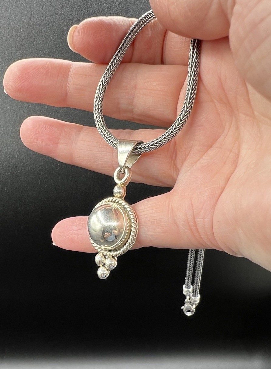 Sterling Silver Spiga Wheat Chain, Sterling Pendant Necklace, 17”, 24 Grams